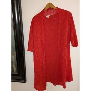 Eileen Fisher textured M Linen cotton Short Sleeve Open Front Cardigan light